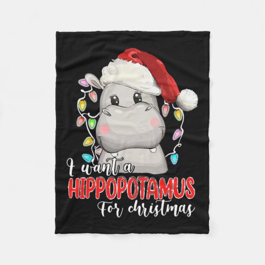 Ik wil een hippopotamus voor Kerstmis Hippo Lover  Fleece Deken (Voorkant)