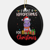 Ik wil een hippopotamus voor kerstmis. keramisch ornament (Links)