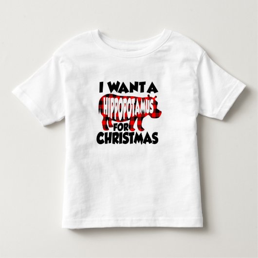 Ik wil een hippopotamus voor Kerstmis. Kinder Shirts (Voorkant)