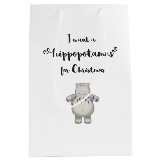 Ik wil een Hippopotamus voor Kerstmis. Medium Cadeauzakje (Voorkant)