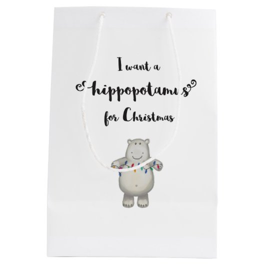 Ik wil een Hippopotamus voor Kerstmis. Medium Cadeauzakje (Achterkant)