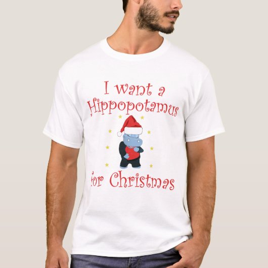 Ik wil een hippopotamus voor Kerstmis. T-shirt (Voorkant)