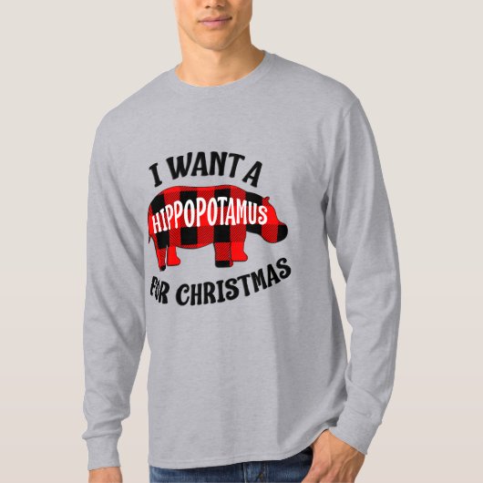 Ik wil een hippopotamus voor Kerstmis. T-shirt (Voorkant)
