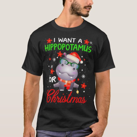 Ik wil een hippopotamus voor Kerstmis. T-shirt (Voorkant)