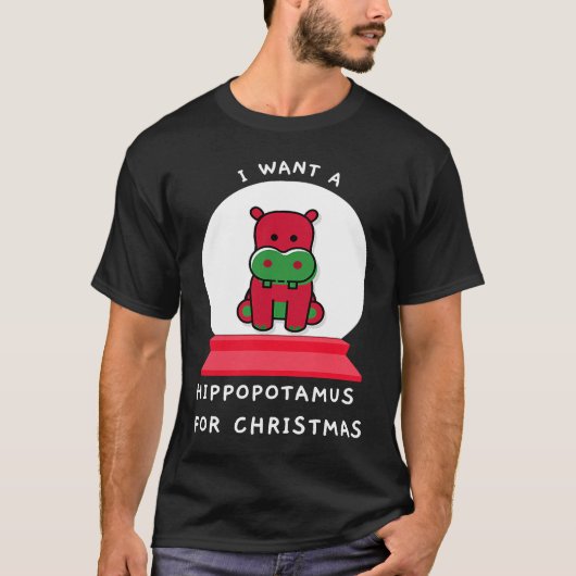 Ik wil een hippopotamus voor kerstsnowglobe Esse T-shirt (Voorkant)
