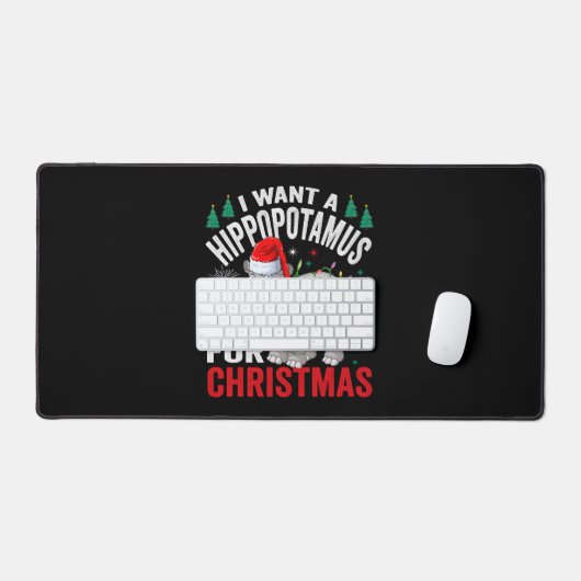 Ik wil een hippopotamus voor kerstvakantie hippo bureaumat (Keyboard & Muis)