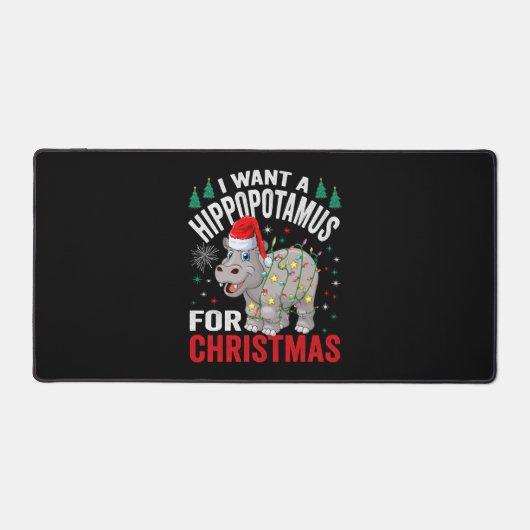 Ik wil een hippopotamus voor kerstvakantie hippo bureaumat (Voorkant)
