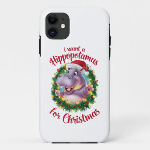 Ik wil een hippopotamus voor kerstvakantie hippo Case-Mate iPhone case