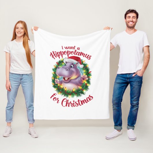 Ik wil een hippopotamus voor kerstvakantie hippo fleece deken (In situ)