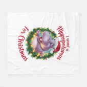 Ik wil een hippopotamus voor kerstvakantie hippo fleece deken (Voorkant (Horizontaal))