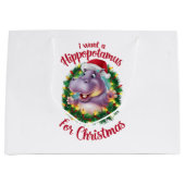 Ik wil een hippopotamus voor kerstvakantie hippo groot cadeauzakje (Voorkant)