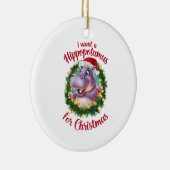 Ik wil een hippopotamus voor kerstvakantie hippo keramisch ornament (Rechts)