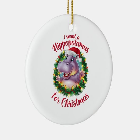 Ik wil een hippopotamus voor kerstvakantie hippo keramisch ornament (Rechts)
