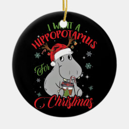 Ik wil een hippopotamus voor kerstvakantie hippo keramisch ornament