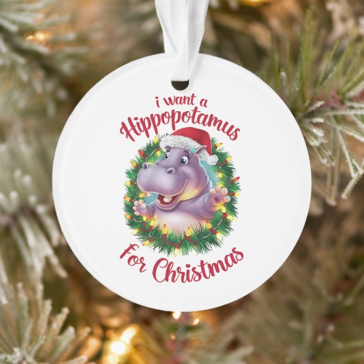 Ik wil een hippopotamus voor kerstvakantie hippo ornament (Boom)