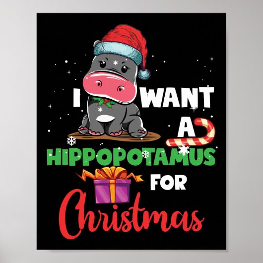 Ik wil een hippopotamus voor kerstvakantie hippo poster (Voorkant)