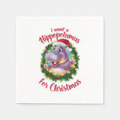 Ik wil een hippopotamus voor kerstvakantie hippo servet (Voorkant)