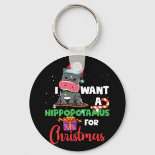 Ik wil een hippopotamus voor kerstvakantie hippo sleutelhanger