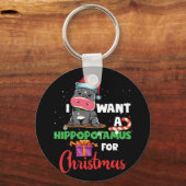 Ik wil een hippopotamus voor kerstvakantie hippo sleutelhanger (Voorkant)