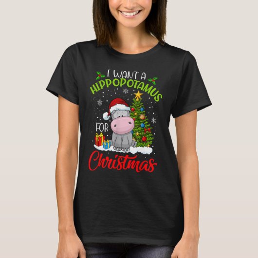 Ik wil een hippopotamus voor kerstvakantie hippo t-shirt (Voorkant)