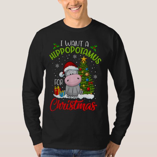 Ik wil een hippopotamus voor kerstvakantie hippo t-shirt (Voorkant)