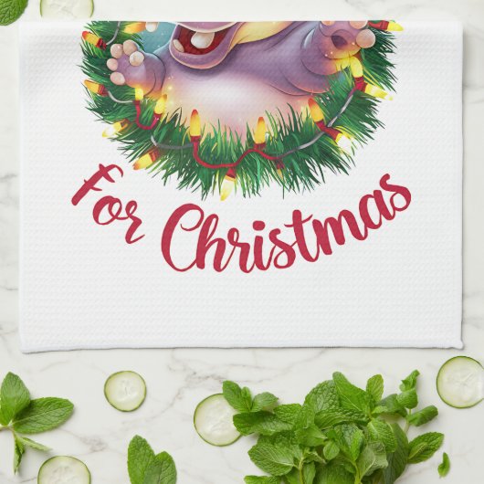 Ik wil een hippopotamus voor kerstvakantie hippo theedoek (Gevouwen)