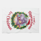 Ik wil een hippopotamus voor kerstvakantie hippo theedoek (Horizontaal)