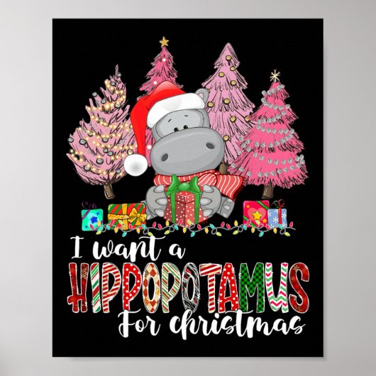 Ik wil een hippopotamus voor kerstvakantie hippo v poster (Voorkant)