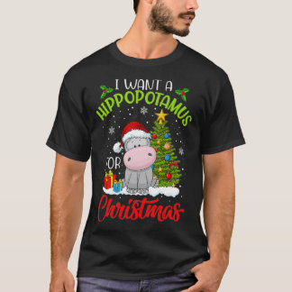 Ik wil een hippopotamus voor kerstvakantie hippo v t-shirt