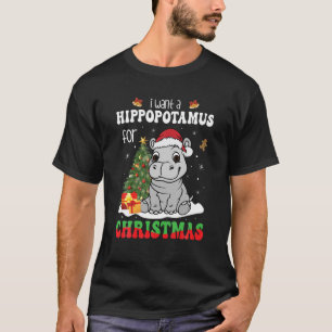 Ik wil een hippopotamus voor kerstvakantie hippo v t-shirt