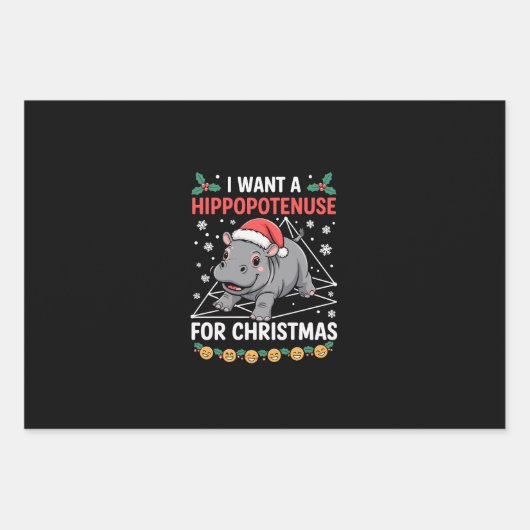 Ik wil een hippopotenuse voor kerst Wiskunde docen Inpakpapier Vel (Voorkant)