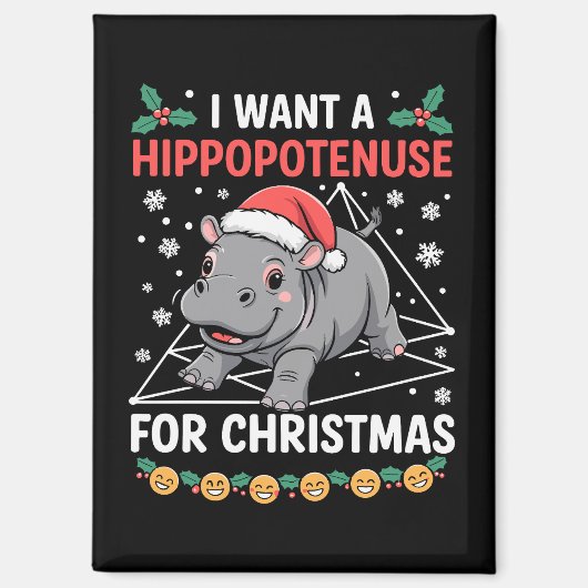 Ik wil een hippopotenuse voor kerst Wiskunde docen Magneet (Voorkant)