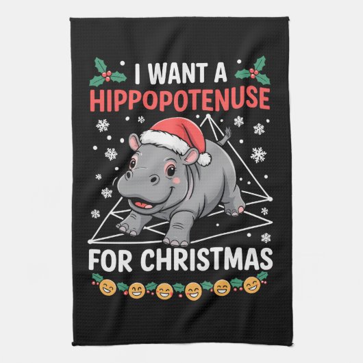 Ik wil een hippopotenuse voor kerst Wiskunde docen Theedoek (Verticaal)
