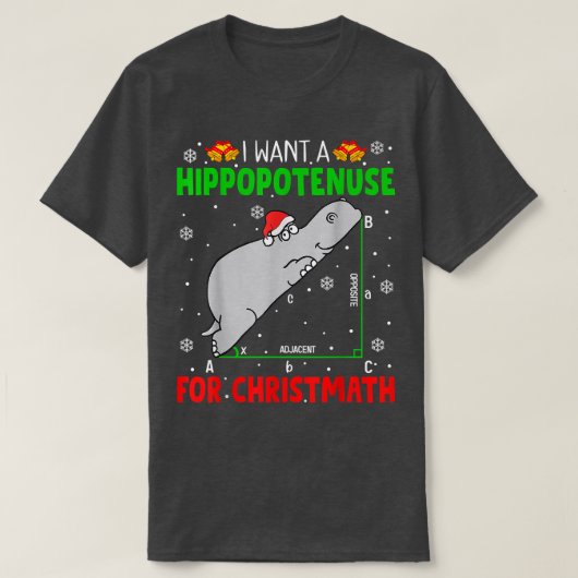Ik wil een hippopotenuse voor kerstman Wiskunde Ch T-shirt (Design voorkant)