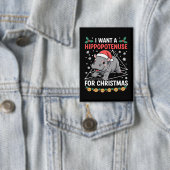 Ik wil een Hippopotenuse voor Kerstmis Wiskundeler Button (Insitu)