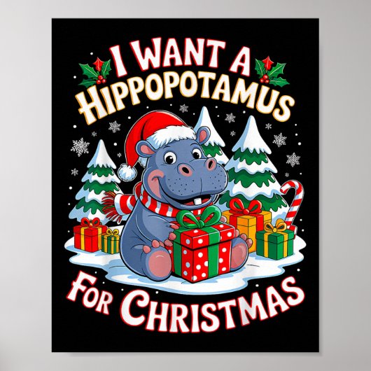 Ik wil een hiptamus voor kerst kerstschip voor Kin Poster (Voorkant)