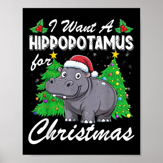 Ik wil een Hiptamus voor Kerstmis Kinder meisje Poster (Voorkant)