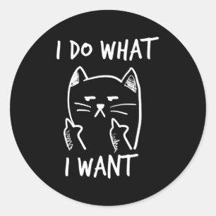 Ik wil een kat met middelvinger kitten ronde sticker