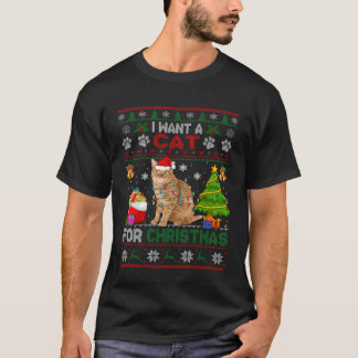 Ik wil een kat voor Kersttrui Kat Xmas T-shirt