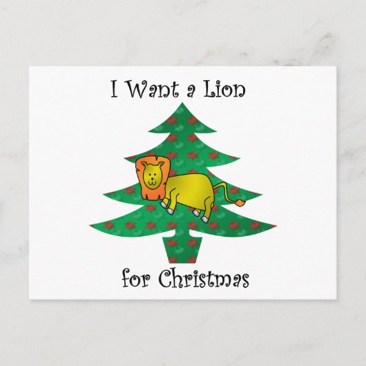 Ik wil een leeuw voor Kerstmis Feestdagenkaart (Voorkant)
