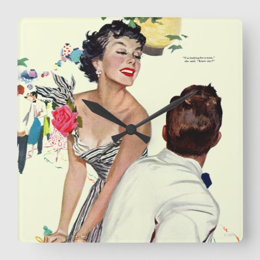 Ik wil een Man 2 Vierkante Klok (Voorkant)