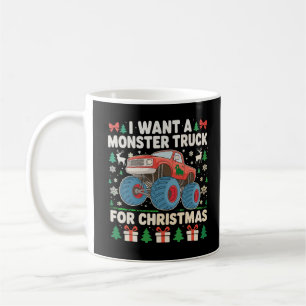 Ik wil een monstertruck voor kerst lelijke trui koffiemok