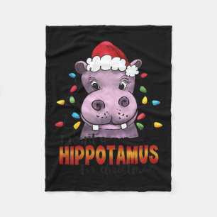 Ik wil een nijlpaard kerst Schattige nijlpaard San Fleece Deken
