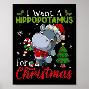 Ik wil een nijlpaard voor Christmas Hippo Snoep SA Poster