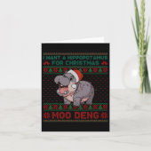 Ik wil een nijlpaard voor kerst Moo Deng Ugly Kaart (Voorkant)