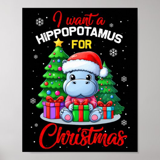 Ik wil een nijlpaard voor kerst nijlpaard voor kin poster (Voorkant)