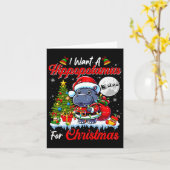 Ik wil een nijlpaard voor kerst Schattigee Santa S Kaart (Gele Bloem)