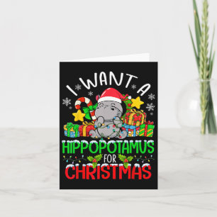 Ik wil een nijlpaard voor kerst Vrolijk kerstfeest Kaart