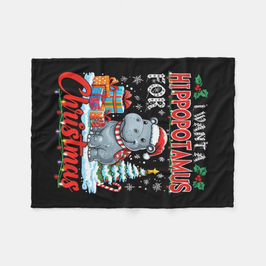 Ik wil een nijlpaard voor kerstkostuum nijlpaard fleece deken (Voorkant (Horizontaal))