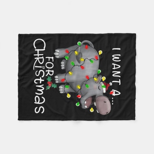 Ik wil een nijlpaard voor Kerstmis Hippo Liefde Fleece Deken (Voorkant (Horizontaal))